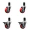 Service Caster 3.5'' Red Poly Wheel Swivel 1-5/8'' Expanding Stem Caster Set 2 Brakes, 4PK SCC-EX20S3514-PPUB-RED-2-PLB-2-158 - alternate 1